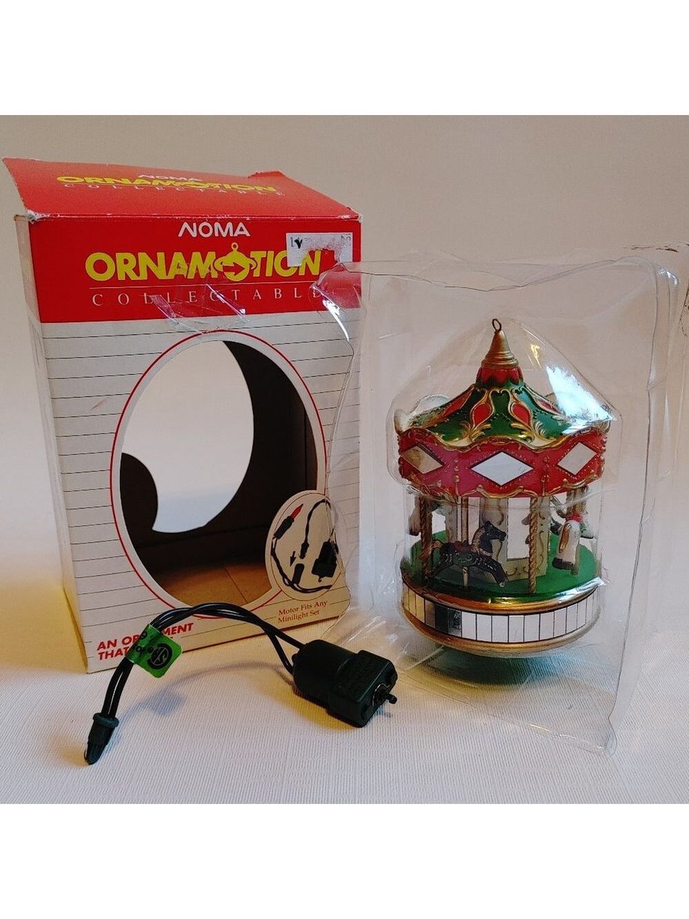 NOMA Ornamotion Carousel Horses Box Motor Ornament